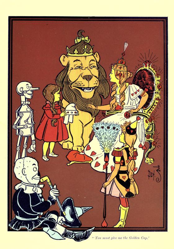 Denslow color plate including the Wogglebug, the Wizard, and Glinda