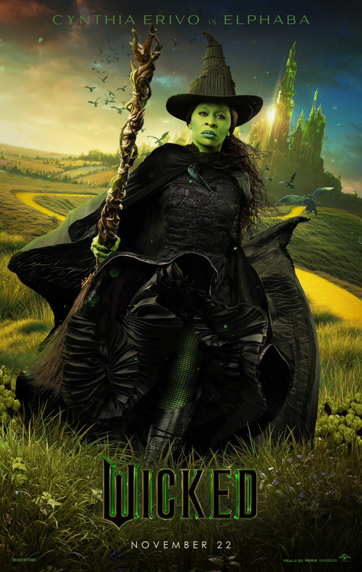 Elphaba character poster referencing the Yellow Brick Road